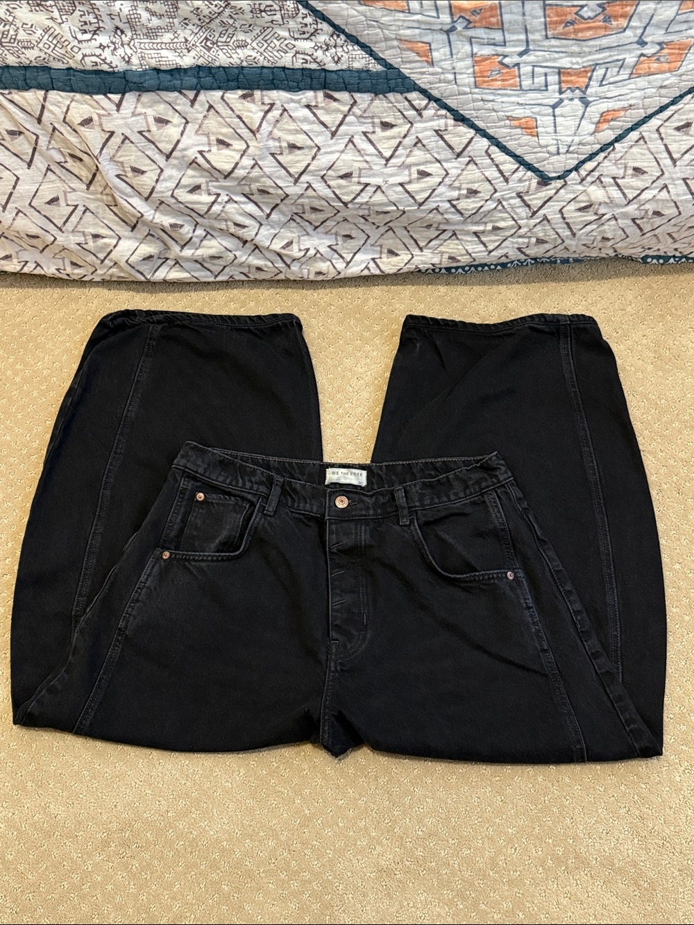 *NWOT* Free People We The Free Good Luck Mid Rise Barrel Jeans, Soundwave, Sz 30 - Picture 4 of 7